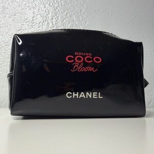 CHANEL Black Glossy Rouge Coco Bloom Cosmetic Pouch
